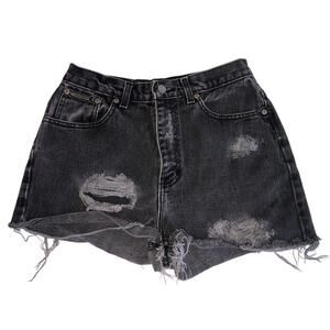 Vintage Calvin Klein Denim Shorts Size 10 Black High Waist 90's Grunge Made USA